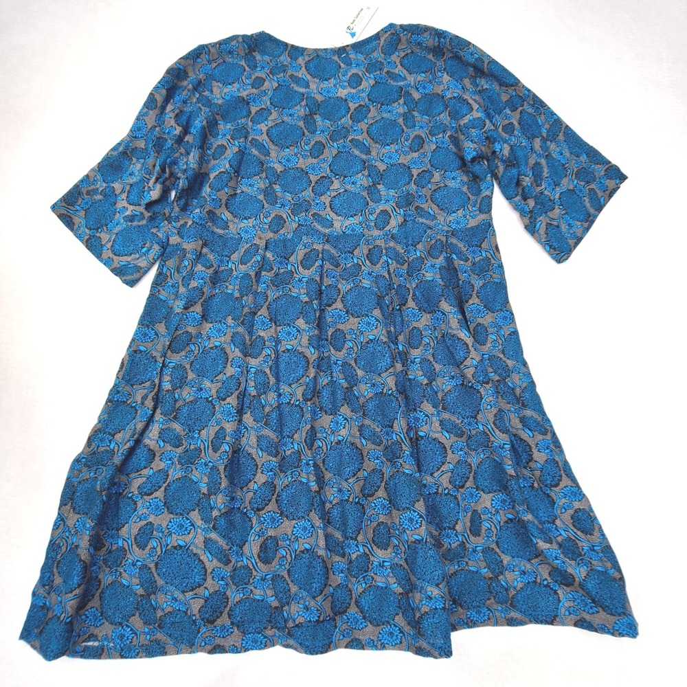 Romi Collection Tunic Top Womens XL Teal‎ Blue Floral Empire Waist Babydoll NWT - Picture 2 of 4